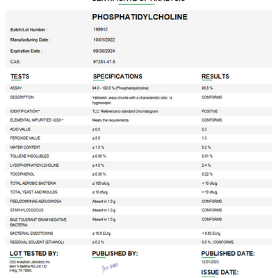 Phosphatidylcholine For Compounding (API) **Refrigerated**
