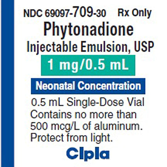 Phytonadione Vitamin K Injection for Newborn Babies 1 mg/0.5 mL Dose Neonatal Concentration 0.5 mL x 10/Box (RX)