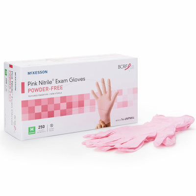 Pink Nitrile Exam Gloves with Textured Fingertips, Powder-Free 230/Box