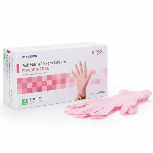 Pink Nitrile Exam Gloves with Textured Fingertips, Powder-Free 230/Box