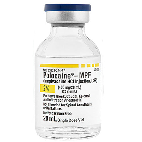 Polocaine MPF (Mepivacaine Hydrochloride) 2% Injection Single-Dose Vials 20 mL x 25/Box (RX)