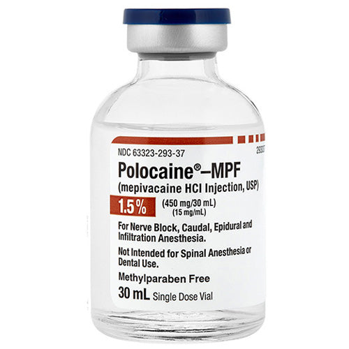Polocaine MPF (Mepivacaine Hydrochloride) 1.5% Injection Single-Dose Vials 30 mL x 25/Box (RX)