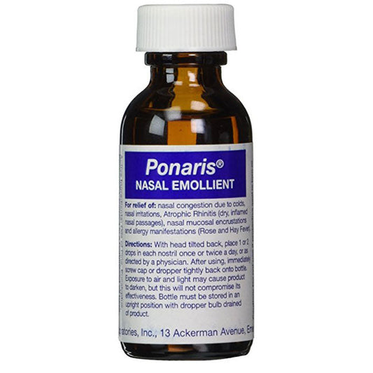 Ponaris Nasal Congestion Dryness & Irritation Relief Emollient 1 oz Bottle with Dropper