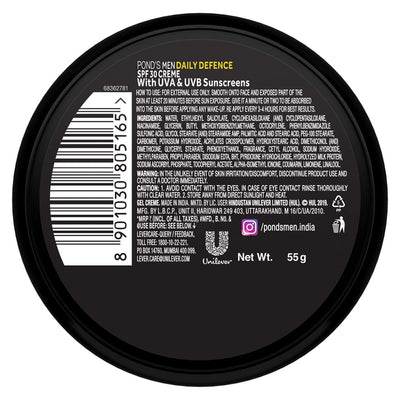 Ponds Men Daily Defence SPF 30 Face Creme, Non-Greasy Formula, Rich In Vitamin (55 gm)