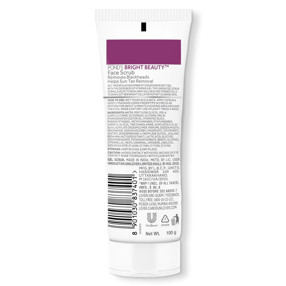 Ponds Bright Beauty Face Scrub, Remove Blackheads & Sun Tan (100 gm)