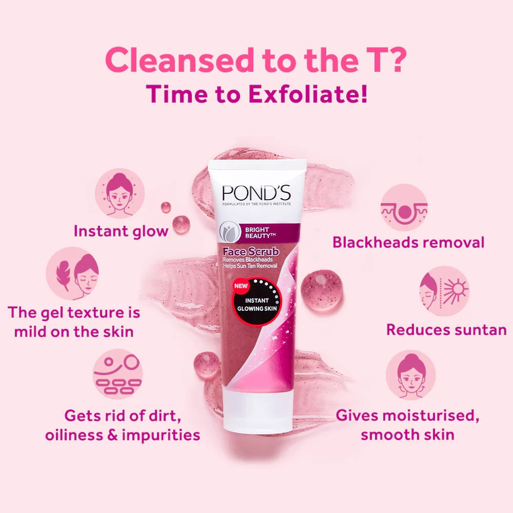 Ponds Bright Beauty Face Scrub, Remove Blackheads & Sun Tan (100 gm)