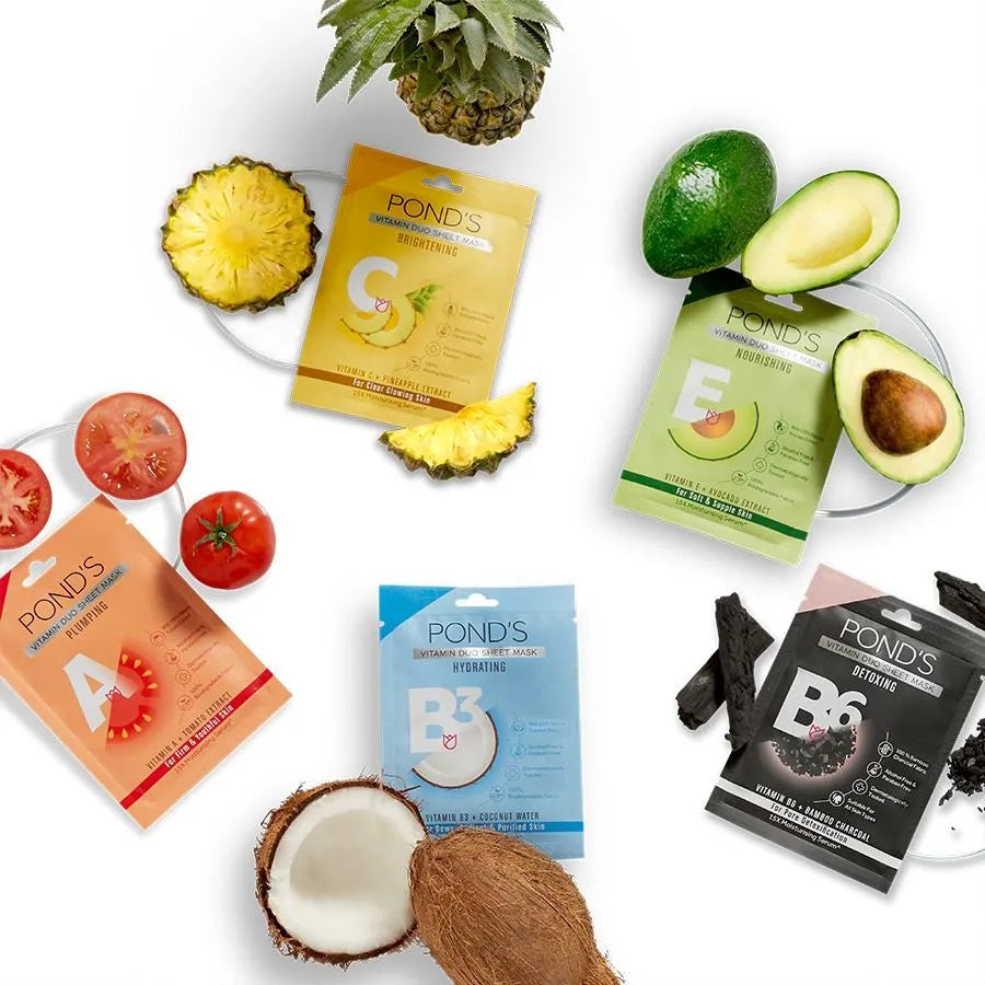 Ponds Vitamin Duo Sheet Mask Nourishing, Vitamin E + Avocado Extract, For Soft & Supple Skin (25 ml)