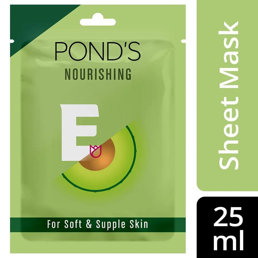 Ponds Vitamin Duo Sheet Mask Nourishing, Vitamin E + Avocado Extract, For Soft & Supple Skin (25 ml)