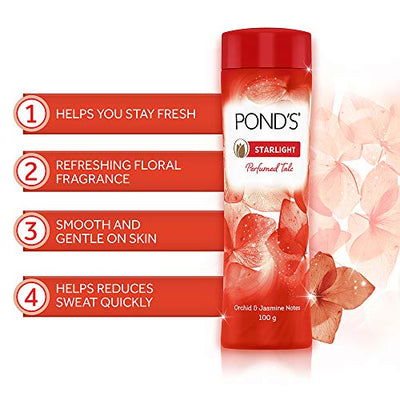 Ponds Starlight Talcum Powder, With Orchid & Jasmine Notes