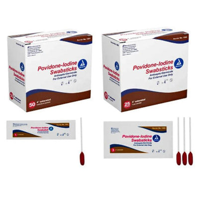 Povidone Iodine Swabsticks, Individual Packets 50/Box