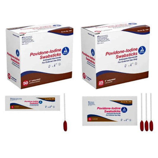 Povidone Iodine Swabsticks, Individual Packets 50/Box