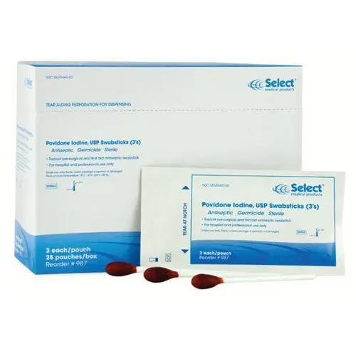 Povidone Iodine Solution Swabstick Antiseptic Applicators 3's