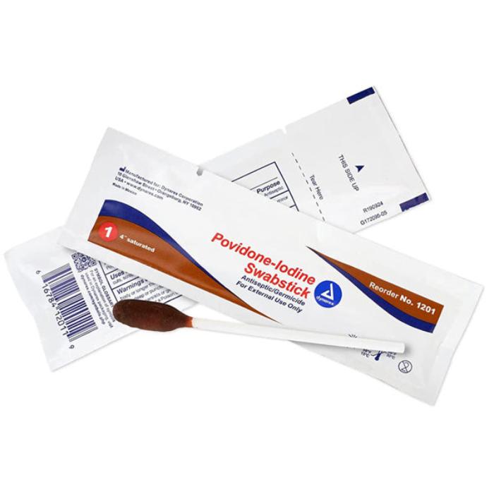 Povidone Iodine Swabsticks, Individual Packets 50/Box
