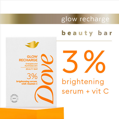 Dove Glow Recharge Serum Beauty Bar with 3% Brightening Serum + Vitamin C