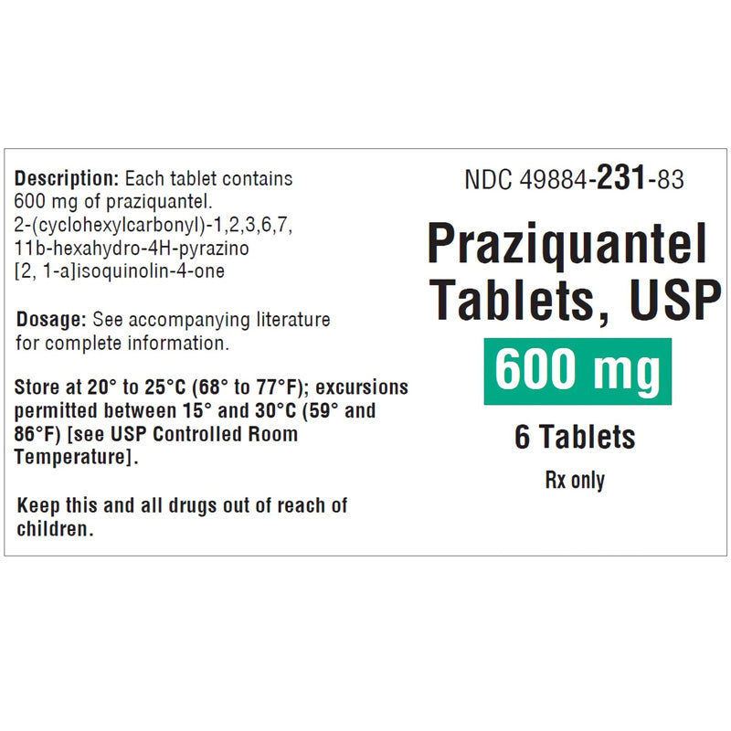 Praziquantel Tablets 600 mg by Endo 6-Tablets (RX)