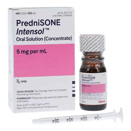 Prednisone Intensol Oral Solution (Concentrate) Steroid Medication 5mg/mL Bottle 30mL (RX)