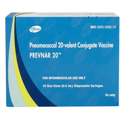 Prevnar 20 Vaccine Pneumococcal 20-valent Conjugate (Diphtheria CRM197 Protein) 0.5 mL x 10/Pack Pfizer USPG **Refrigerated (RX)
