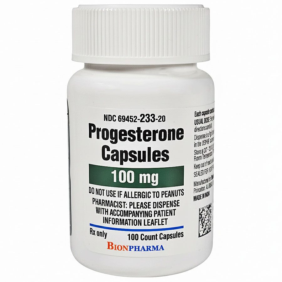 Progesterone Capsules 100 mg by Bionpharma 100 Count (RX)