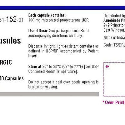 Progesterone 100 mg Capsules 100 Count (RX)