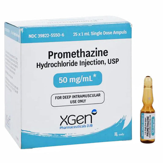 Promethazine HCl for Injection 50 mg per mL Ampules 1 mL x 25-Pack (Rx)