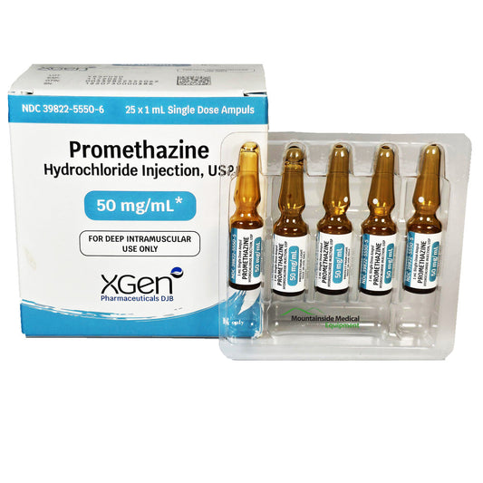 Promethazine HCl for Injection 50 mg per mL Ampules 1 mL x 25-Pack (Rx)
