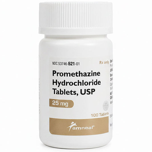 Promethazine Hydrochloride 25 mg Tablets for Allergies, Nausea Relief & Sleep Aid 100 Count (RX)