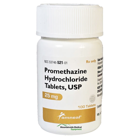 Promethazine Hydrochloride 25 mg Tablets for Allergies, Nausea Relief & Sleep Aid 100 Count (RX)