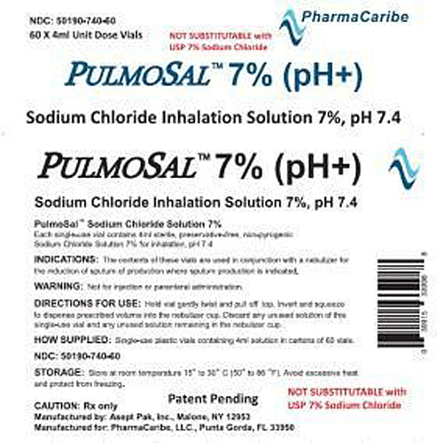 Pulmosal 7% Sodium Chloride Inhalation Solution (pH) 4 mL Vials, 60 Per Box (Rx)
