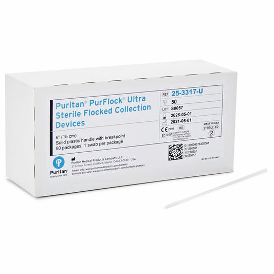 PurFlock Ultrafine Nasopharyngeal Flocked Collection Swab 6 inch, Sterile by Puritan 50/Box