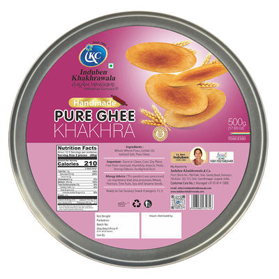 Induben Khakhrawala Handmade Pure Ghee Plain Khakhra 500 gms