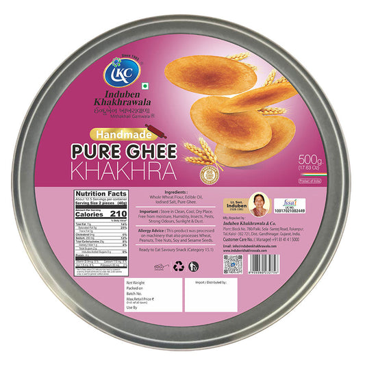 Induben Khakhrawala Handmade Pure Ghee Plain Khakhra 500 gms