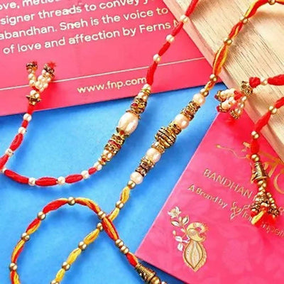 2 Beads Pearl Rakhis & Dry Fruits