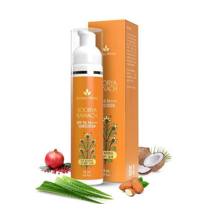Avimee Herbal Soorya Kawach Sunscreen SPF 50 PA++++ For Normal & Dry Skin