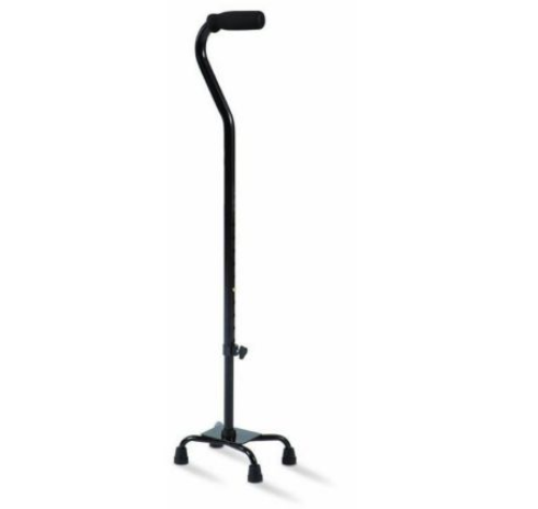 Offset Quad Adjustable Cane, Small Base, Black