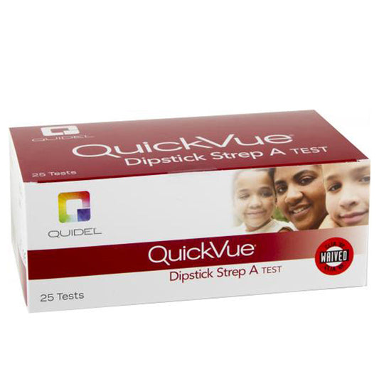 QuickVue Strep A Rapid Test Kit Throat Saliva Sample Dipsticks, 50 Test Per Box