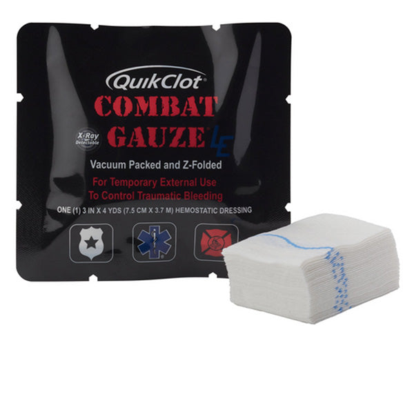 QuikClot Combat Gauze Hemostatic Dressing  3" x 4 Yards, 1 per Pack Sterile