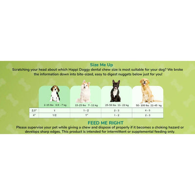 Happi Doggy Dental Chew Care Skin & Coat Support Honey & Coconut Oil