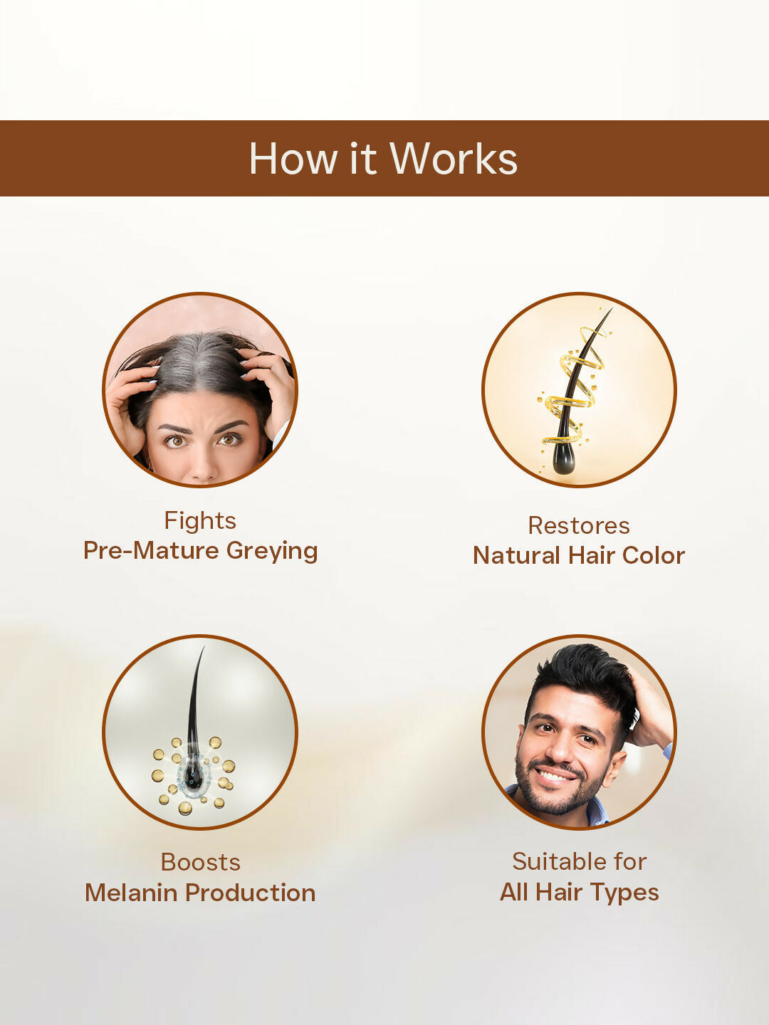 Flawora Anti-Grey Hair Serum For Reversing Grey Hair & Gold Face Serum For Brightening, Anti-Aging