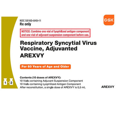 Arexvy RSV Vaccine RSVPreF3 Antigen-AS01E (PF) Respiratory Syncytial Virus Vaccine 10 Doses ** Refrigerated Item