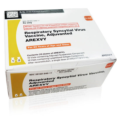 Arexvy RSV Vaccine RSVPreF3 Antigen-AS01E (PF) Respiratory Syncytial Virus Vaccine 10 Doses ** Refrigerated Item