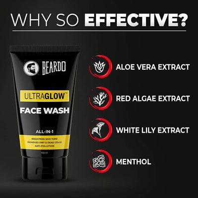 Beardo Ultraglow Face Wash & De-Tan Peel Off Mask Combo