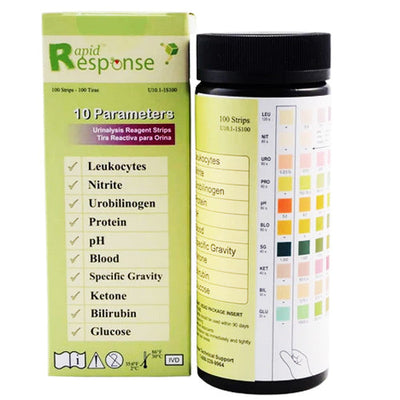 10 SG Urine Reagent Test Strips 10 Parameters, 100 Per Bottle