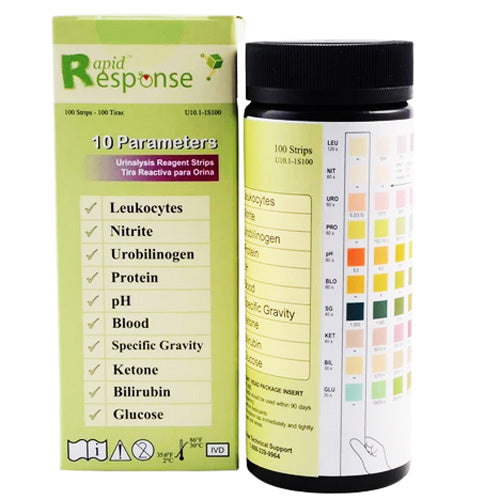 10 SG Urine Reagent Test Strips 10 Parameters, 100 Per Bottle