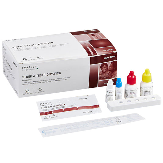 Rapid Strep A Test Kit Throat Swab Specimen Dipsticks, 25 Test Per Box