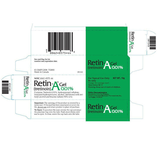 Retin-A Gel (Trerinon) 0.01% Acne Medication 15 gram Green Tube (RX)