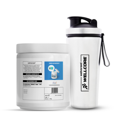 Wellcore - Micronised Creatine Monohydrate (83 Servings, Fruit Fusion) + Premium Steel Shaker