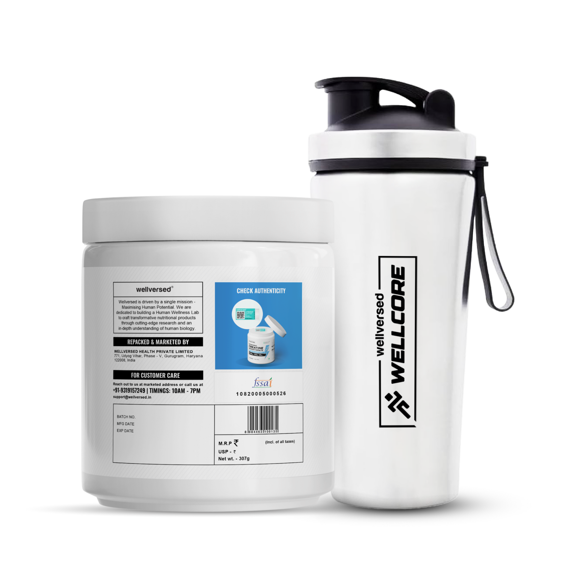 Wellcore - Micronised Creatine Monohydrate (83 Servings, Tropical Tango) + Premium Steel Shaker