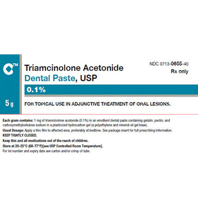 Triamcinolone Acetonide 0.1% Dental Paste, 5 gram Tube (Rx)