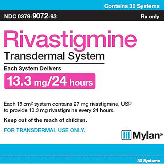 Rivastigmine Patch 13.3mg 24-Hour Alzheimers & Dementia Symptom Treatment 30/Box