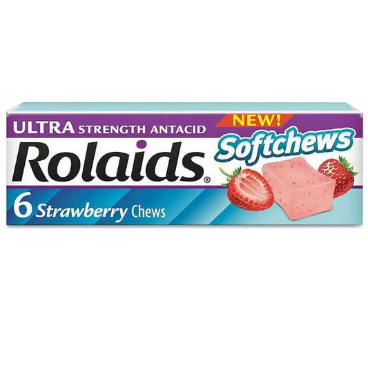 Rolaids Softchews Antiacid & Heartburn Relief Ultra Strength, Strawberry Flavor 6-Pack